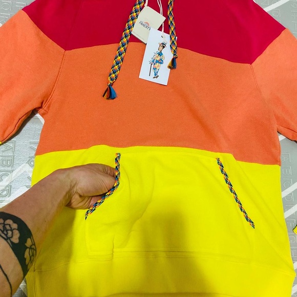 Faherty Cotton color block sweater sweatshirt hoodie - Picture 3 of 9